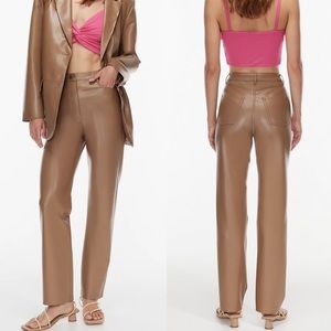 Aritzia Wilfred The Melina pant High-waisted Vegan Leather pants Tan Size 8